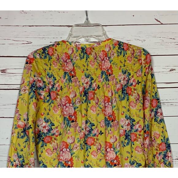 J.Crew Liberty Fabrics Women's Size 2 Yellow Floral Long Sleeve Button Top Shirt - Picture 10 of 12